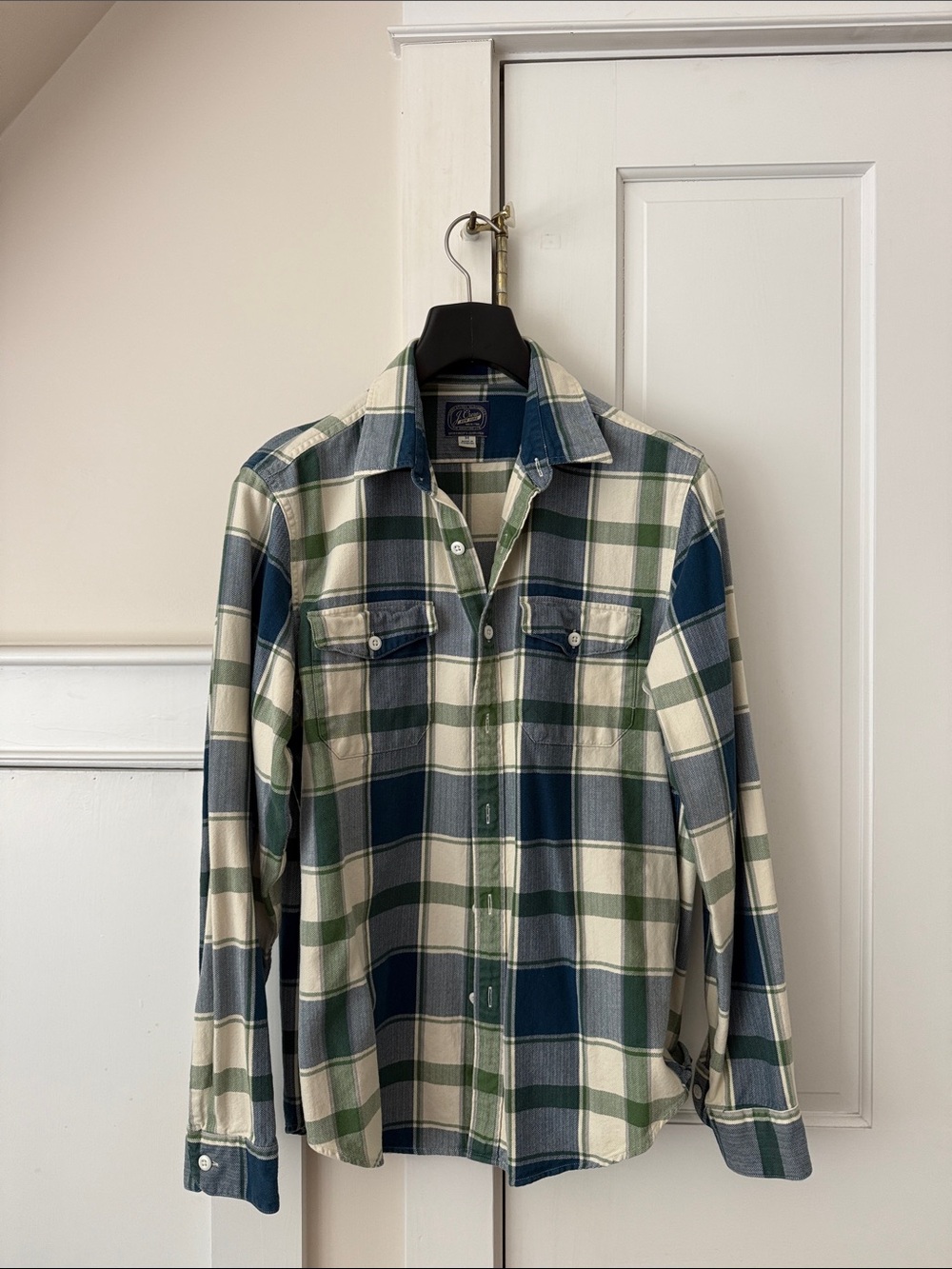 Men's JCrew Green & Blue Plaid Button-Up Shirt